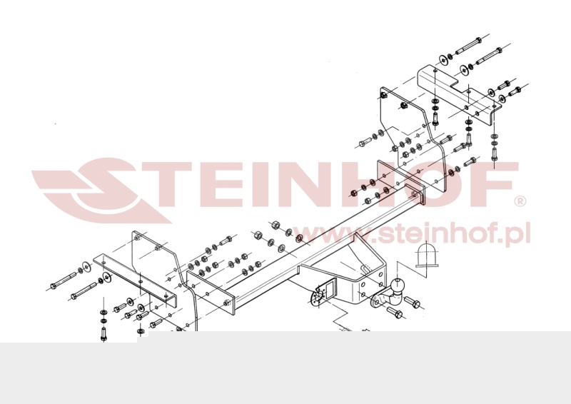 Tažné zařízení Mitsubishi Pajero LWB 5D, přírubový čep 2 šrouby, Steinhof